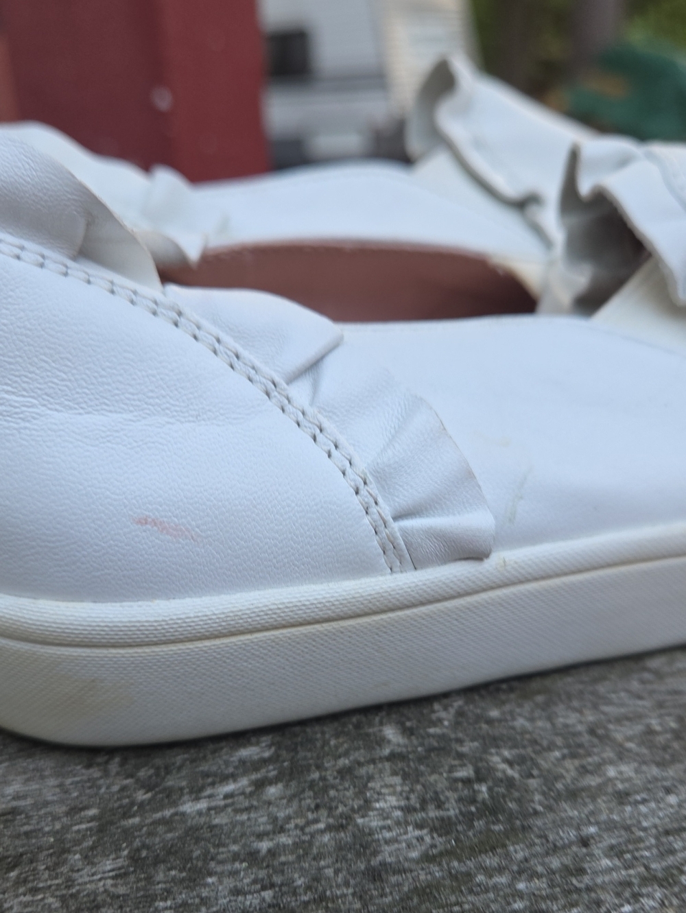 kate spade Lillie White Leather Slip-On Flats with Ruffle Trim - Picture 7 of 10